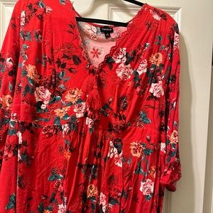 Torrid red floral blouse